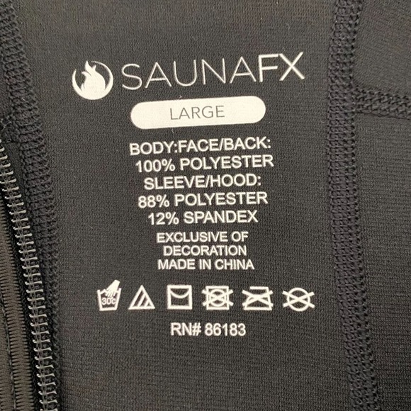 SaunaFX Neoprene Sauna Jacket Womens Large Black Hooded Reflective NIB - Picture 10 of 15